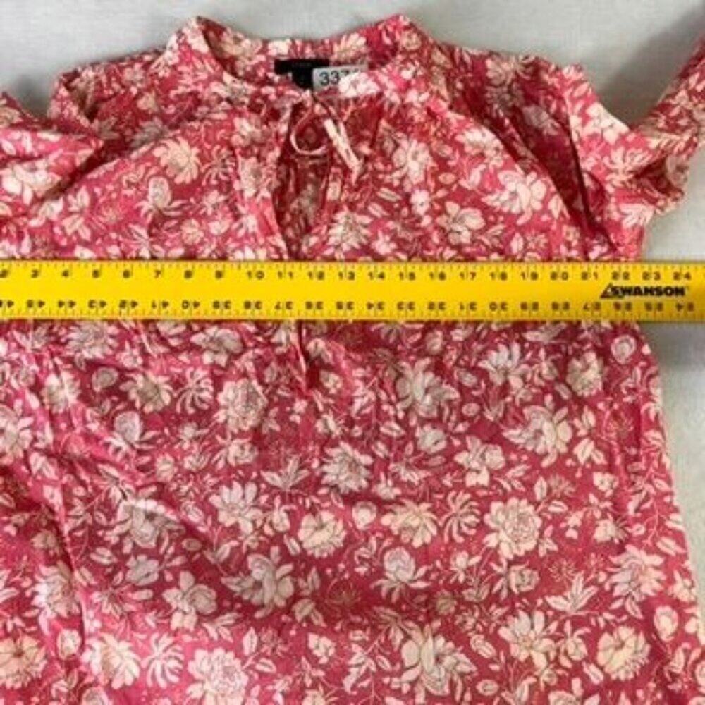 J Crew Cover Up Dress Womens Small Lightweight Long Sleeve Cotton Pink Floral - Picture 12 of 12